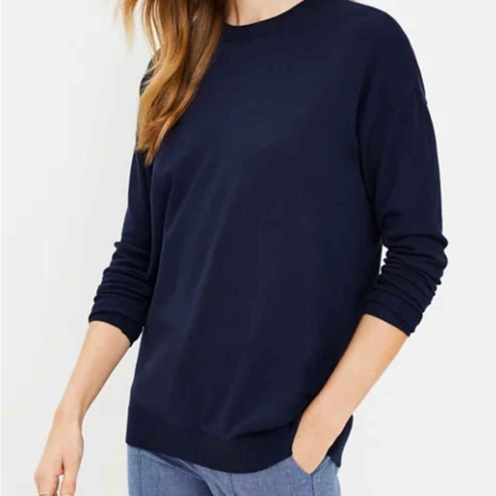 NWT LOFT Modern Tunic Sweater -‎ Deep Space Blue - Size L